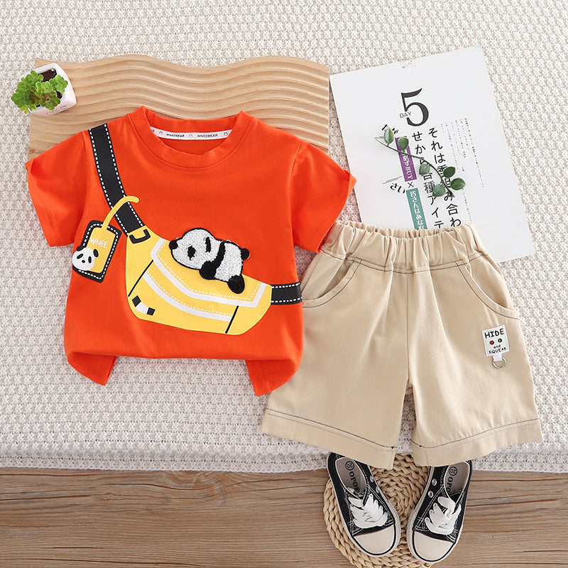 Infants Printed Pure Cotton T-shirt With Shorts