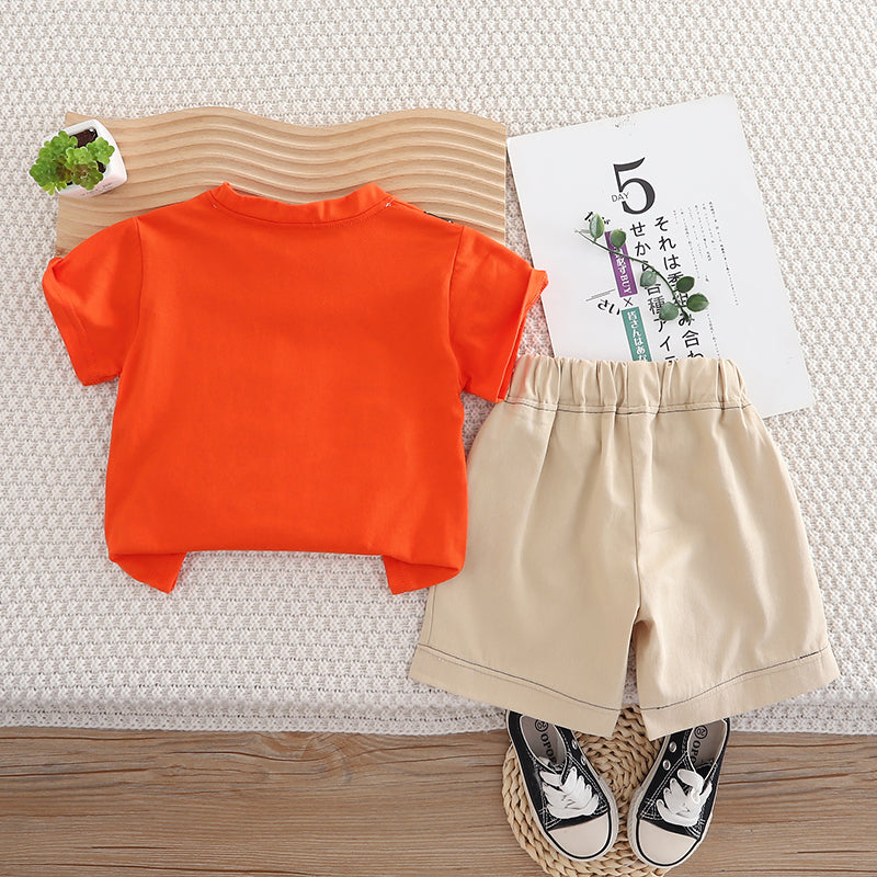 Infants Printed Pure Cotton T-shirt With Shorts