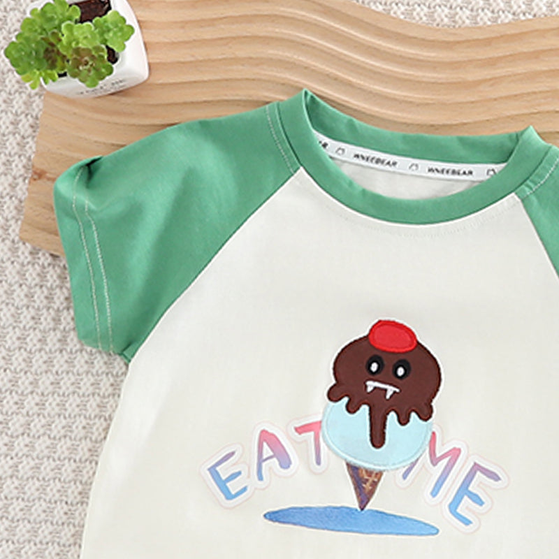 Unisex Kids Printed Pure Cotton T-shirt With Shorts