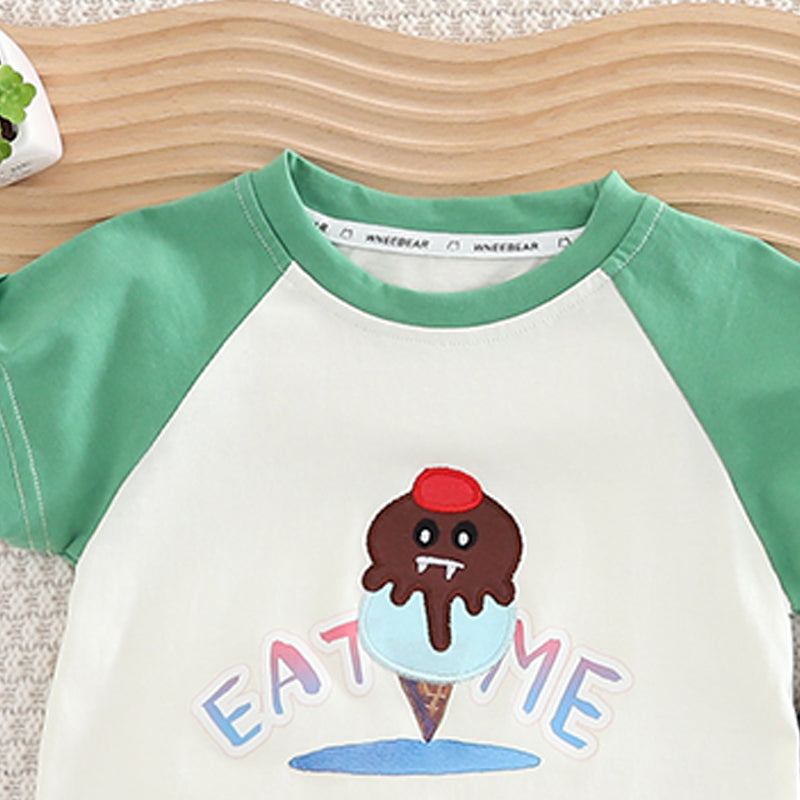 Unisex Kids Printed Pure Cotton T-shirt With Shorts