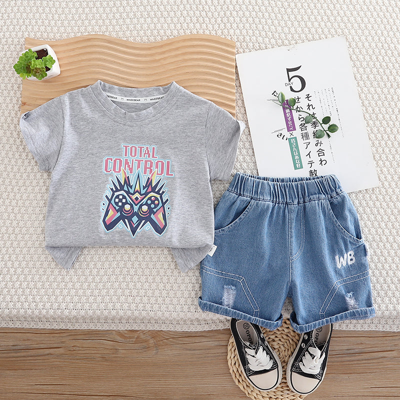 Unisex Kids Printed T-shirt With Shorts