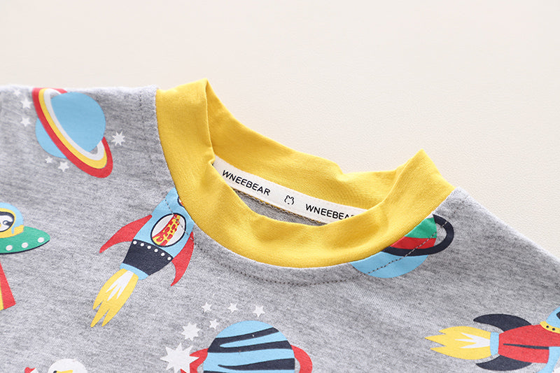 Kids Unisex Printed Pure Cotton Dungarees With T-shirt