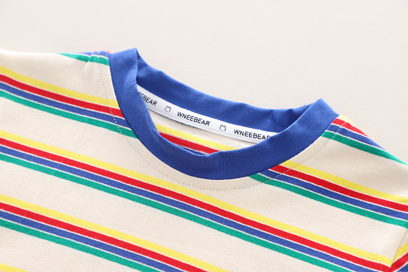 Infants Kids Striped Pure Cotton Dungaree With T-Shirt