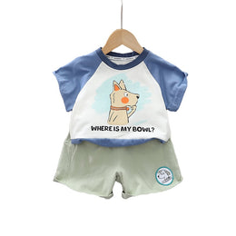 Blue Infant Kids Printed Pure Cotton T-shirt with Shorts