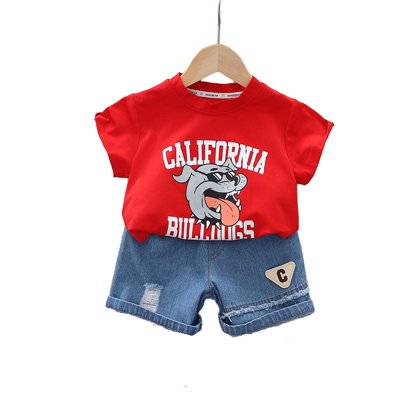Boys Graphic Printed Pure Cotton T-shirt with Shorts