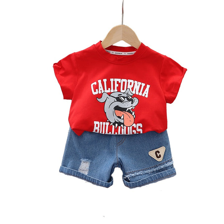 Boys Graphic Printed Pure Cotton T-shirt with Shorts