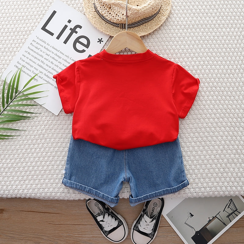 Boys Graphic Printed Pure Cotton T-shirt with Shorts