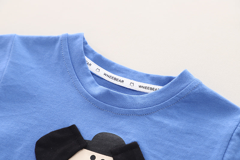 Blue Infant Kids Printed Pure Cotton T-shirt with Shorts