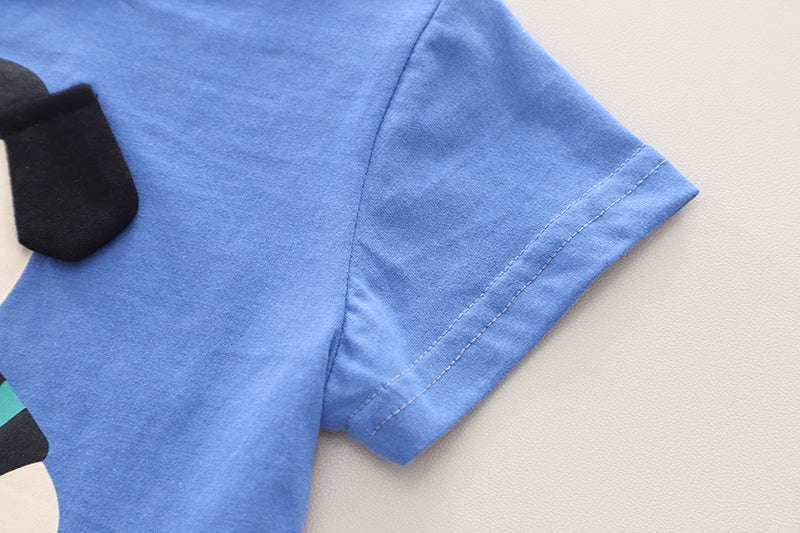 Blue Infant Kids Printed Pure Cotton T-shirt with Shorts