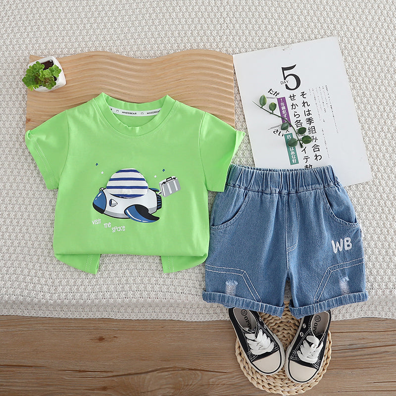 Boys Printed T-shirt with Shorts