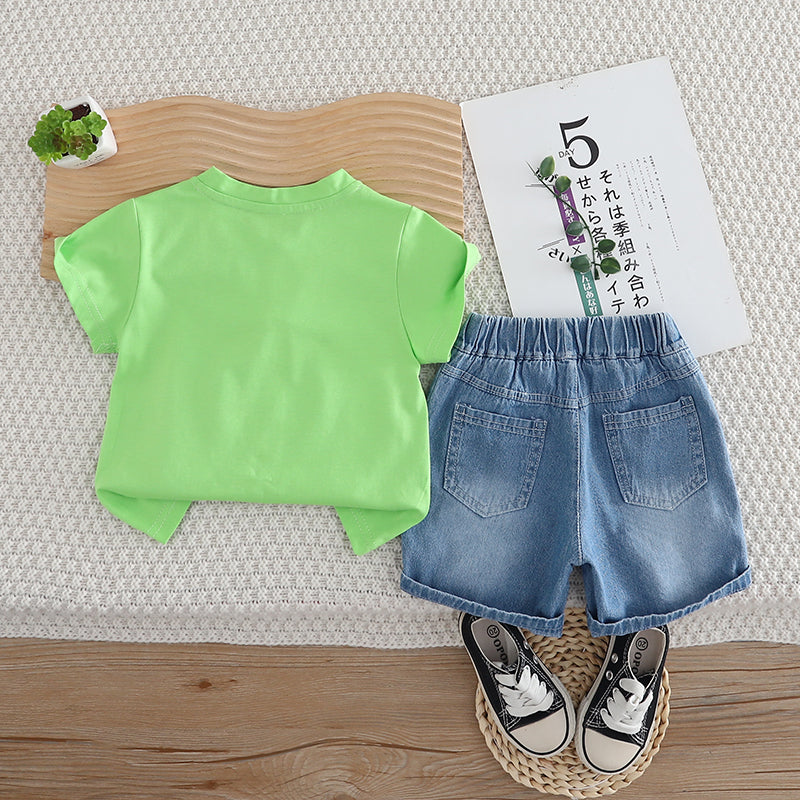 Boys Printed T-shirt with Shorts