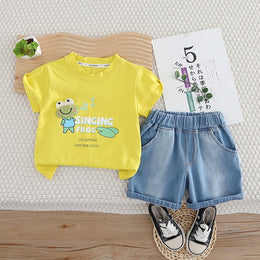 Boys Typography Printed Pure Cotton T-shirt With Shorts