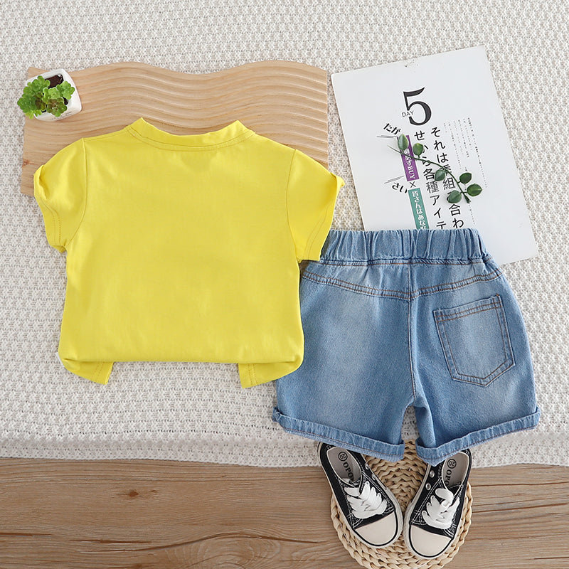 Boys Typography Printed Pure Cotton T-shirt With Shorts