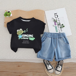 Boys Printed Pure Cotton T-shirt with Shorts