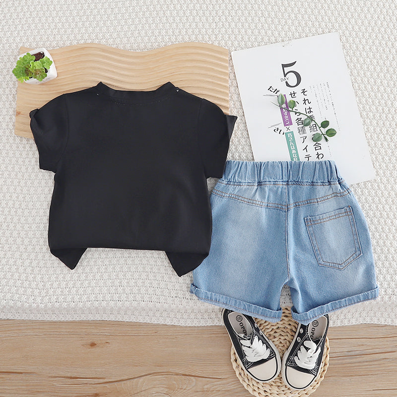Boys Printed Pure Cotton T-shirt with Shorts