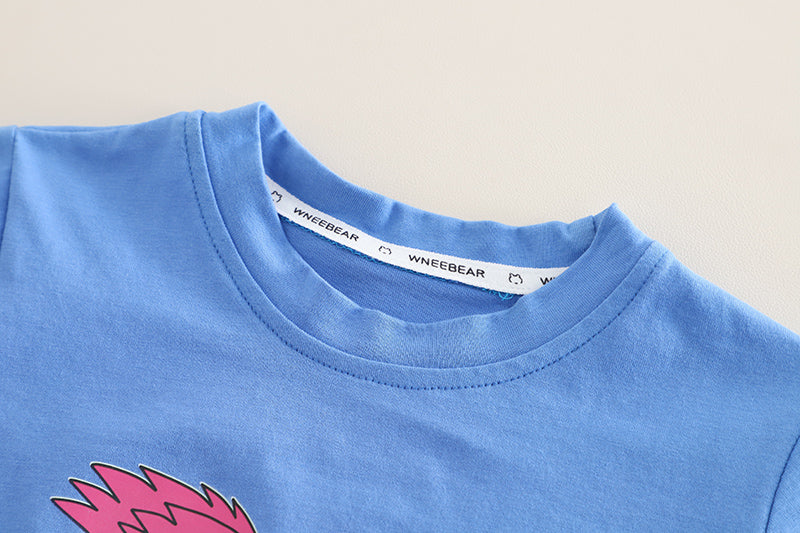 Boys Printed Round Neck Pure Cotton T-shirt With Shorts