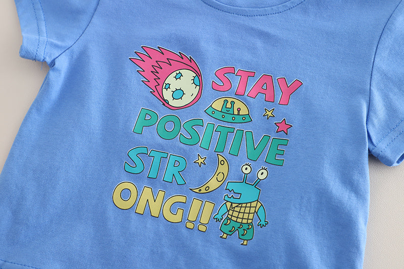 Boys Printed Round Neck Pure Cotton T-shirt With Shorts