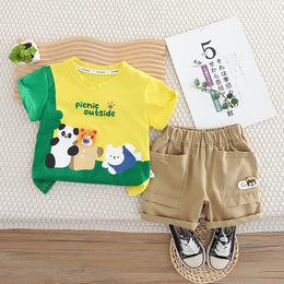 Boys Printed T-shirt with Shorts
