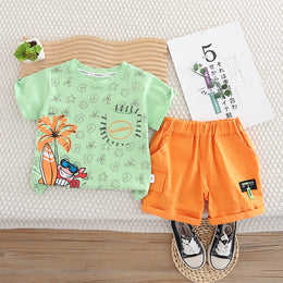 Boys Printed Pure Cotton T-shirt with Shorts