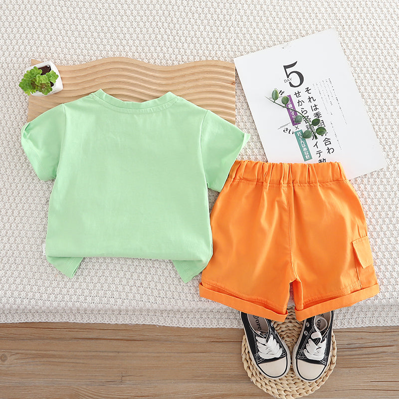 Boys Printed Pure Cotton T-shirt with Shorts