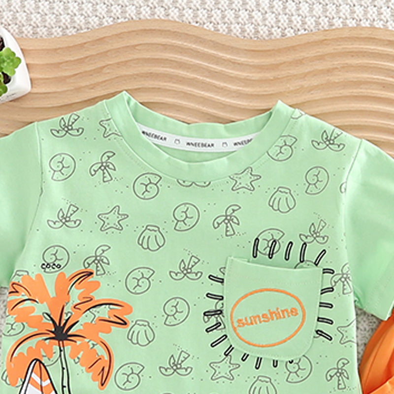 Boys Printed Pure Cotton T-shirt with Shorts
