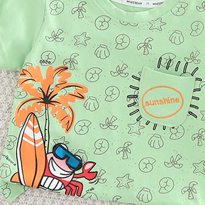 Boys Printed Pure Cotton T-shirt with Shorts