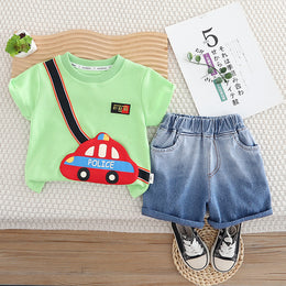 Boys Printed T-shirt with Shorts