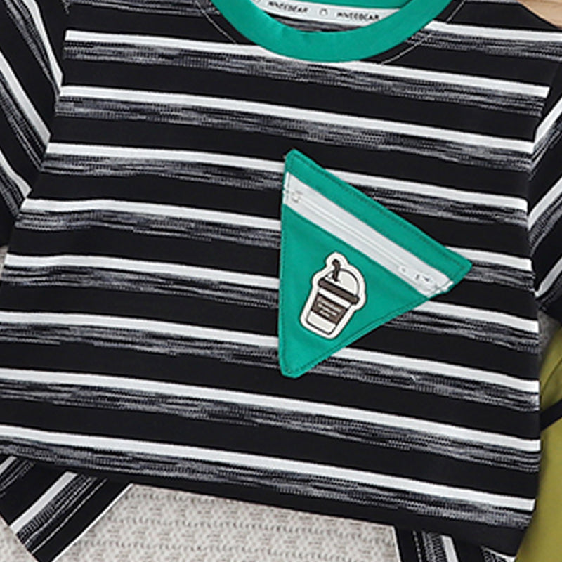 Kids Boys Striped Round Neck T-shirt & Shorts Clothing Set