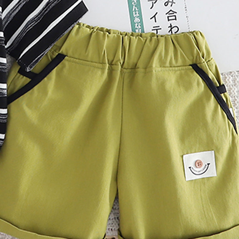 Kids Boys Striped Round Neck T-shirt & Shorts Clothing Set
