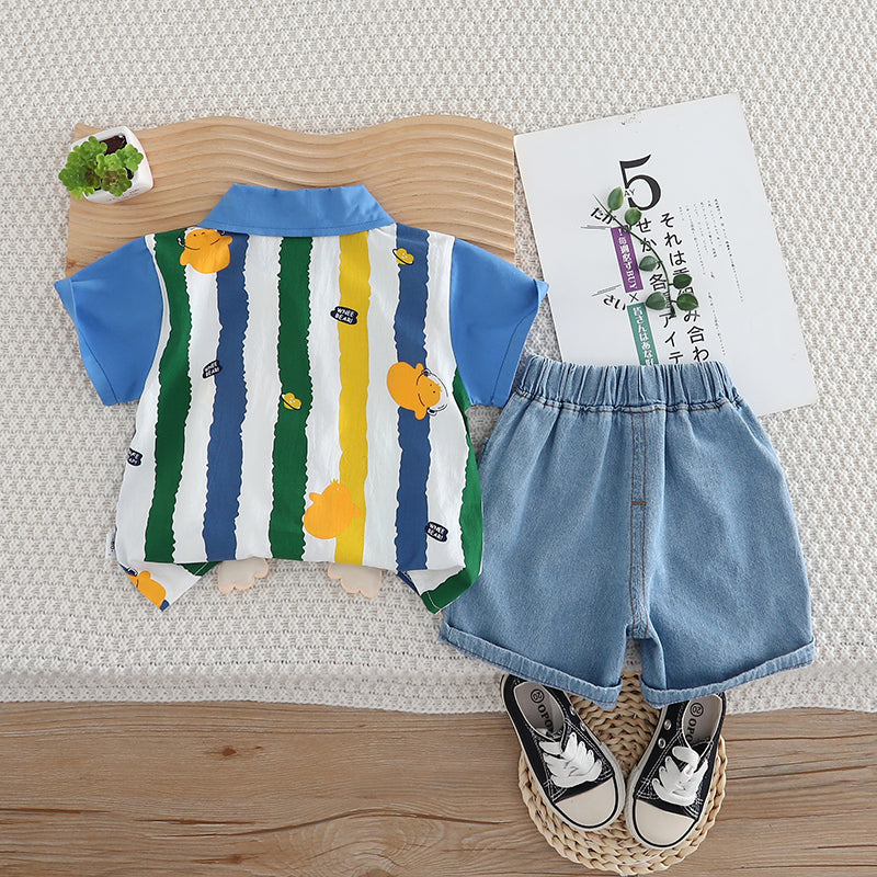 Boys Striped T-shirt with Shorts