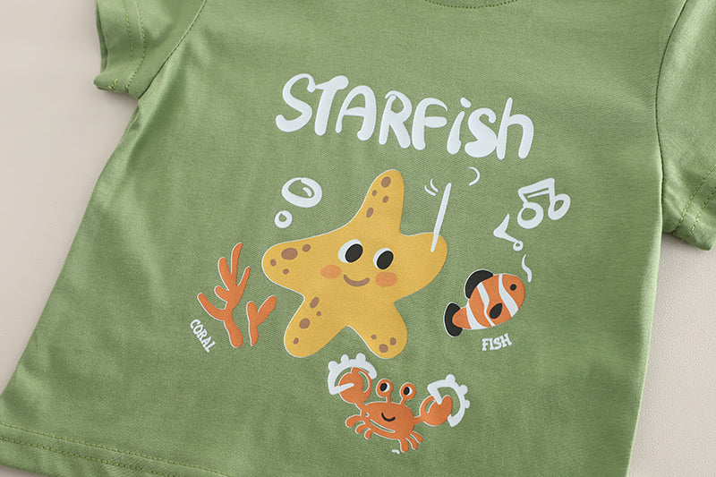 Boys Printed T-shirt with Shorts
