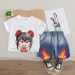 Boys Printed T-shirt with Shorts