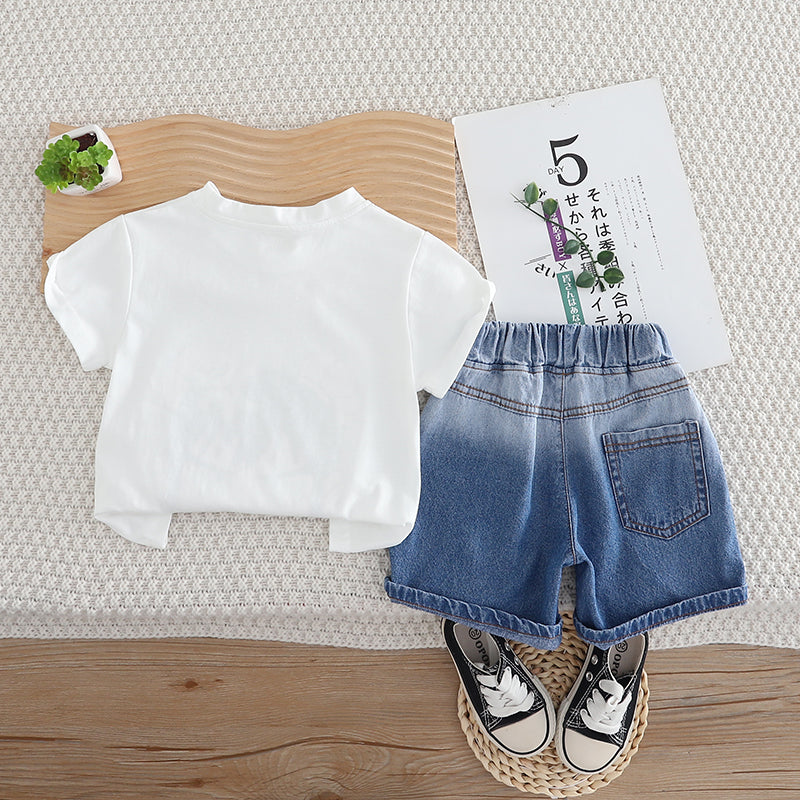 Boys Printed T-shirt with Shorts