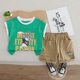 Boys Printed Pure Cotton T-shirt with Shorts
