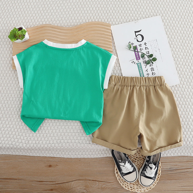Boys Printed Pure Cotton T-shirt with Shorts
