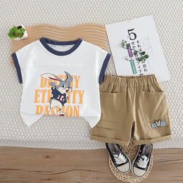 Boys Printed Pure Cotton T-shirt with Shorts