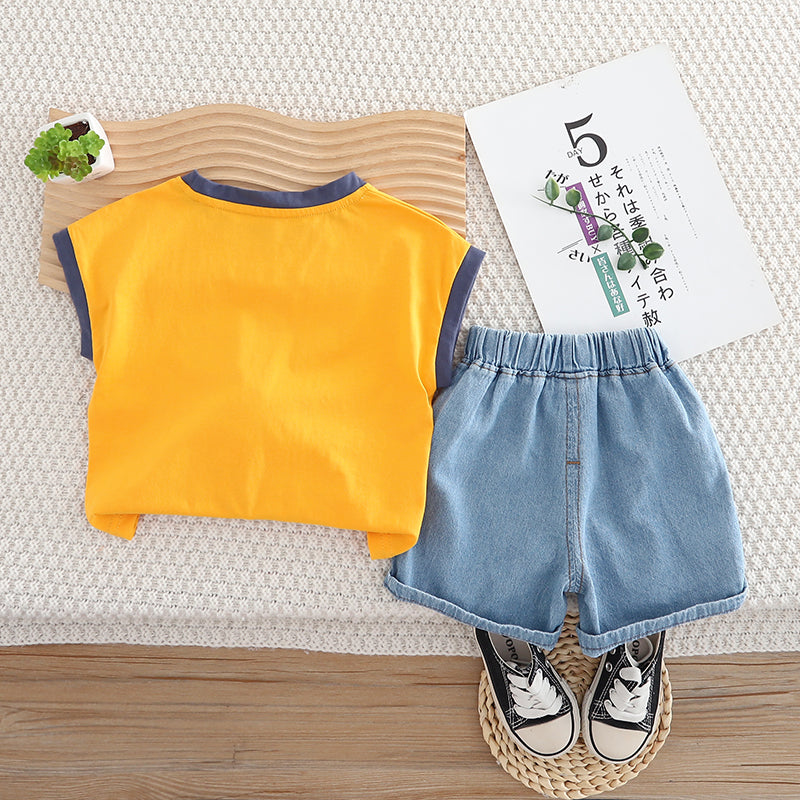 Boys Typography Printed Pure Cotton T-shirt With Shorts
