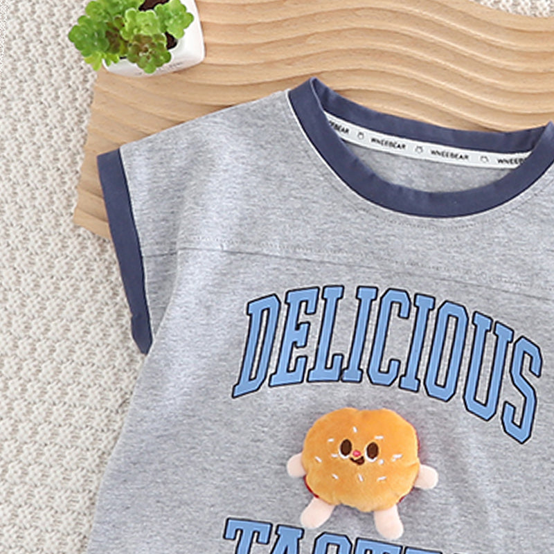 Boys Printed Round Neck Pure Cotton T-shirt With Shorts