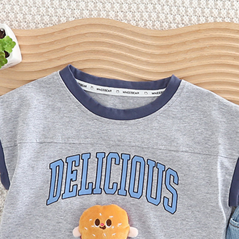 Boys Printed Round Neck Pure Cotton T-shirt With Shorts