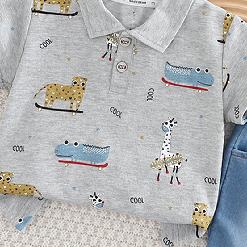 Boys Printed T-shirt with Shorts