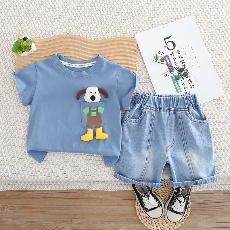Boys Printed T-shirt with Shorts Clothing Set
