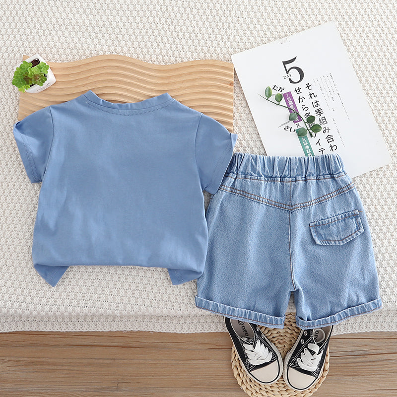 Boys Printed T-shirt with Shorts Clothing Set