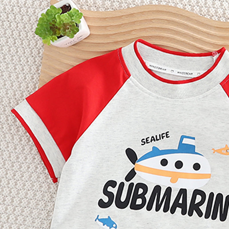 Boys Printed T-shirt with Shorts