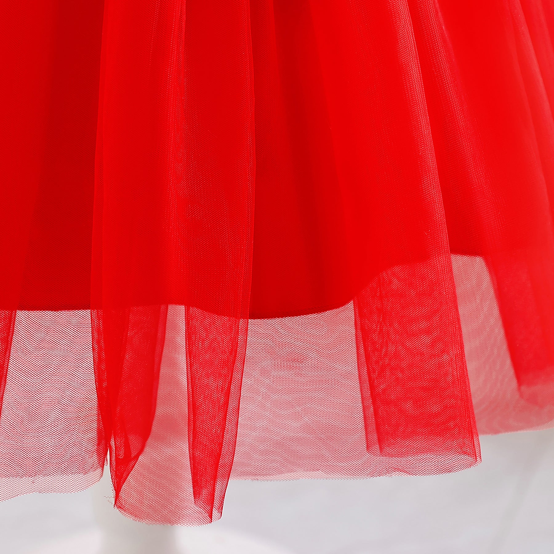 Red Graphic Printed Round Neck Flutter Sleeve Ruffled Fit & Flare Dress