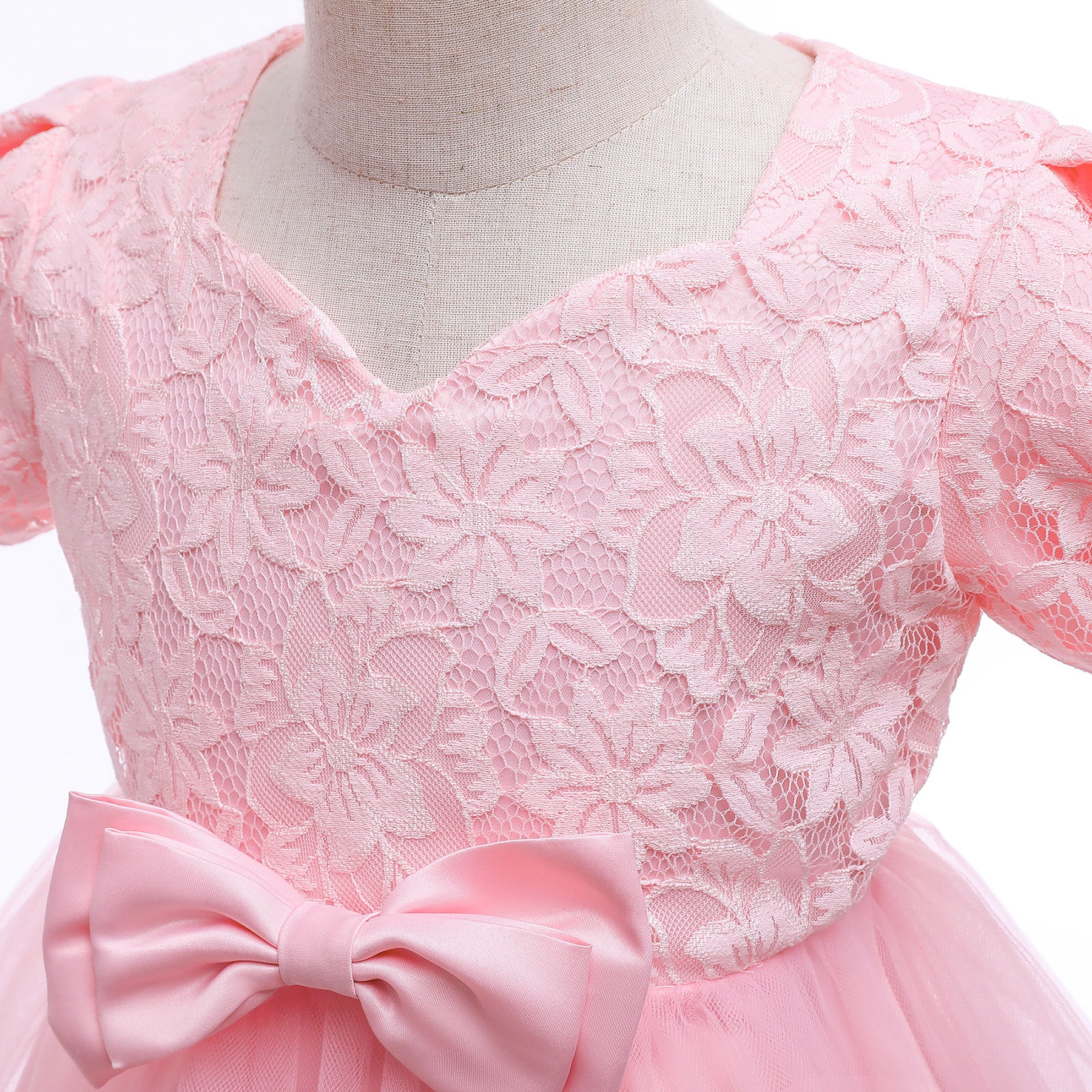 Girls Pink Puff Sleeve Balloon Dress