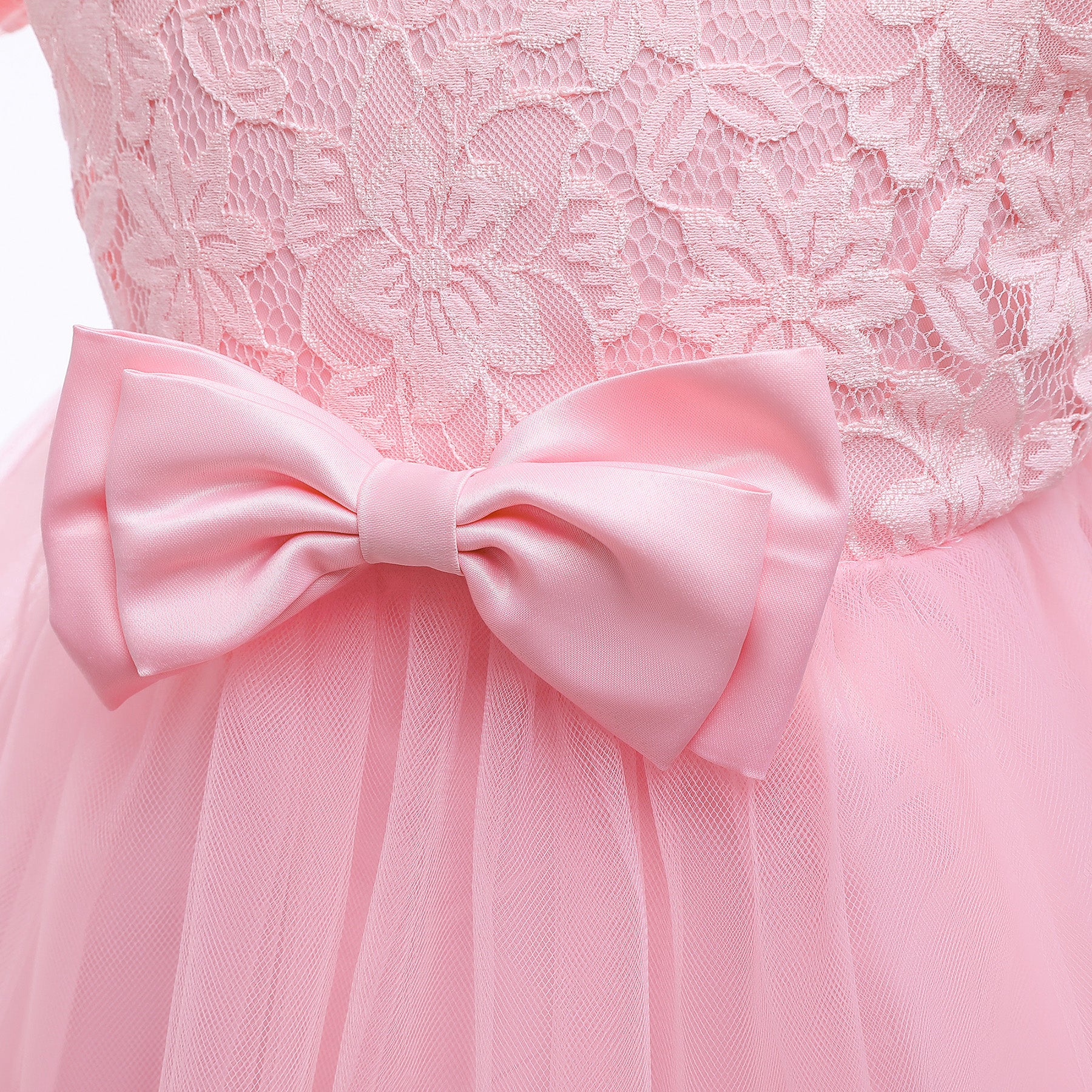 Girls Pink Puff Sleeve Balloon Dress
