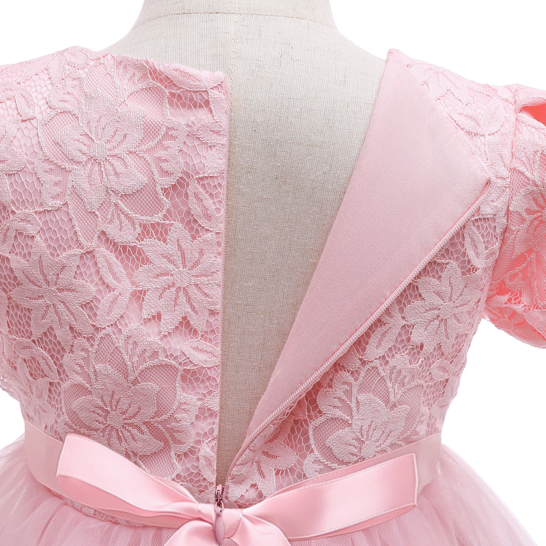 Girls Pink Puff Sleeve Balloon Dress