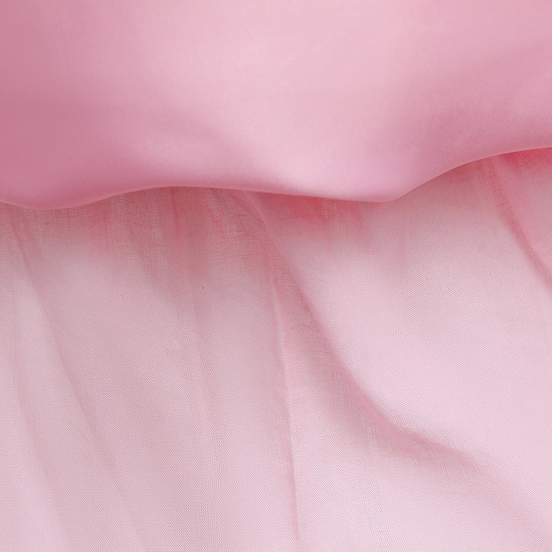 Girls Pink Puff Sleeve Balloon Dress