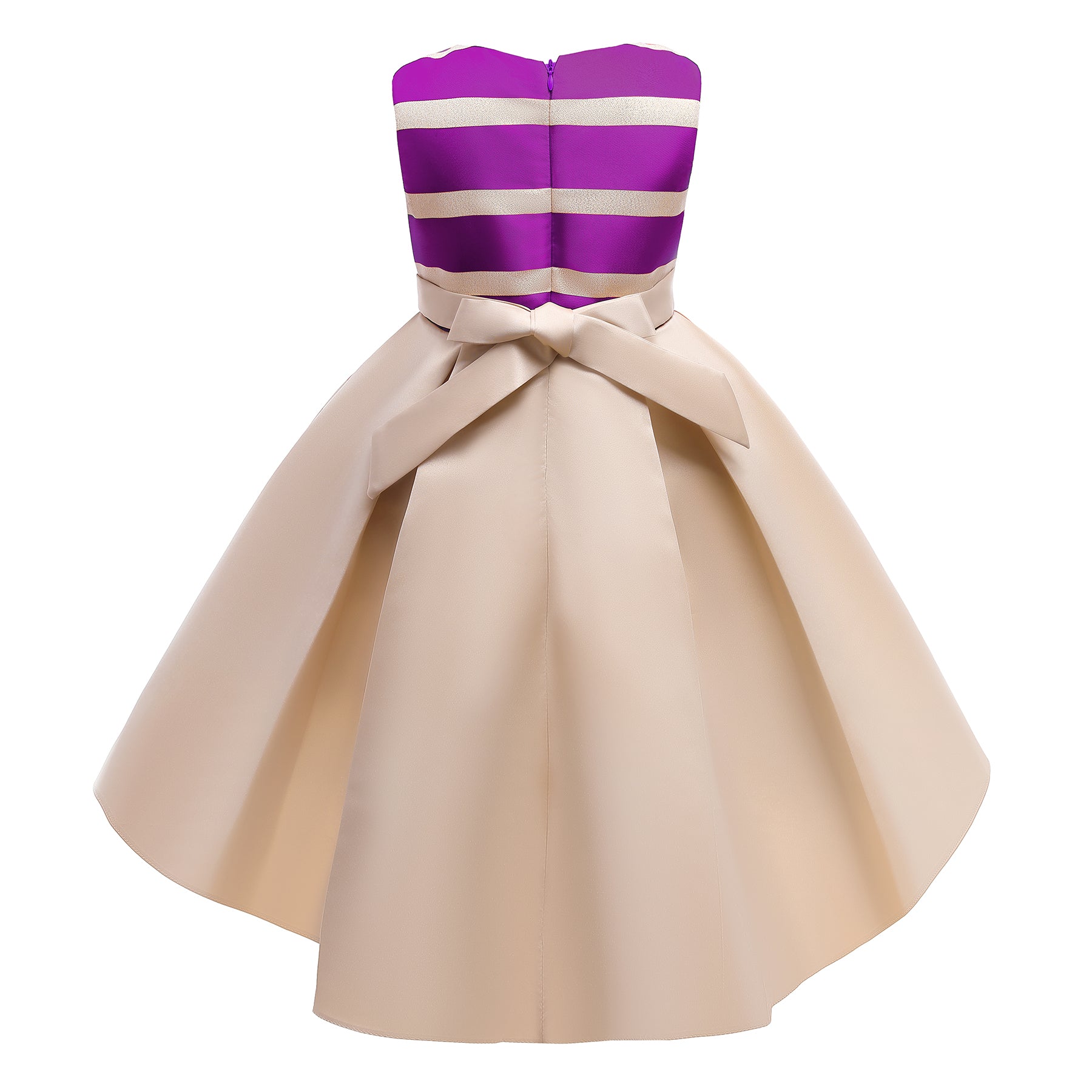 Girls Purple Striped Layered Fit & Flare Maxi Dress