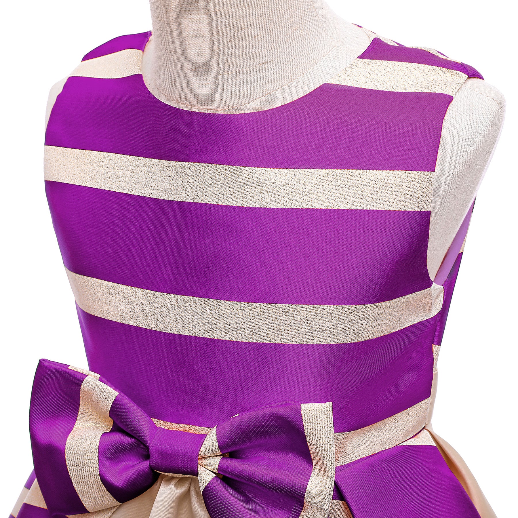 Girls Purple Striped Layered Fit & Flare Maxi Dress